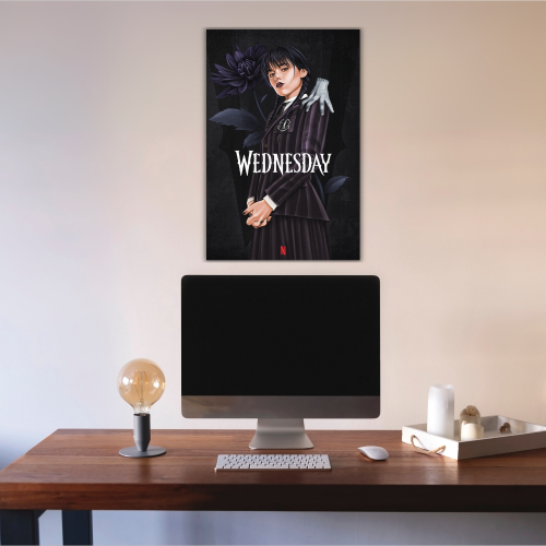 Wednesday Movie Poster Frame Horror Drama Movies Framed Posters Hollywood Film Artwork Painting Photo Frames for Wall Decor Home Decoration Living Room Bedroom Office Study Room Cafe