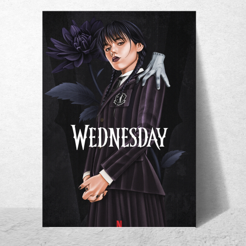Wednesday Movie Poster Frame Horror Drama Movies Framed Posters Hollywood Film Artwork Painting Photo Frames for Wall Decor Home Decoration Living Room Bedroom Office Study Room Cafe