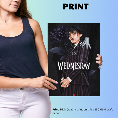 Wednesday Movie Poster Frame Horror Drama Movies Framed Posters Hollywood Film Artwork Painting Photo Frames for Wall Decor Home Decoration Living Room Bedroom Office Study Room Cafe