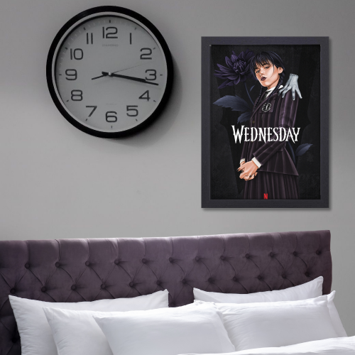 Wednesday Movie Poster Frame Horror Drama Movies Framed Posters Hollywood Film Artwork Painting Photo Frames for Wall Decor Home Decoration Living Room Bedroom Office Study Room Cafe