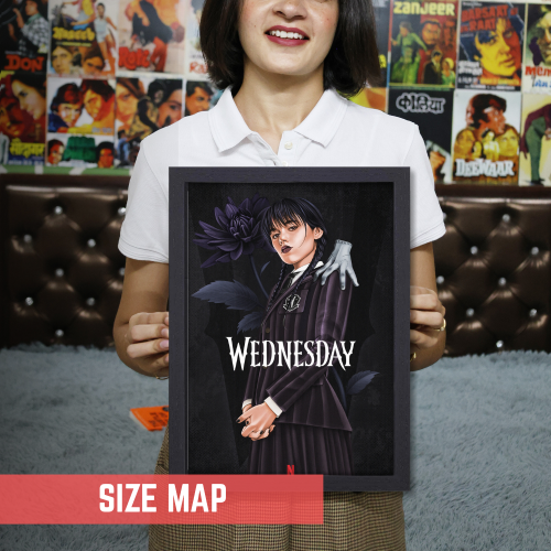 Wednesday Movie Poster Frame Horror Drama Movies Framed Posters Hollywood Film Artwork Painting Photo Frames for Wall Decor Home Decoration Living Room Bedroom Office Study Room Cafe