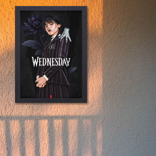 Wednesday Movie Poster Frame Horror Drama Movies Framed Posters Hollywood Film Artwork Painting Photo Frames for Wall Decor Home Decoration Living Room Bedroom Office Study Room Cafe