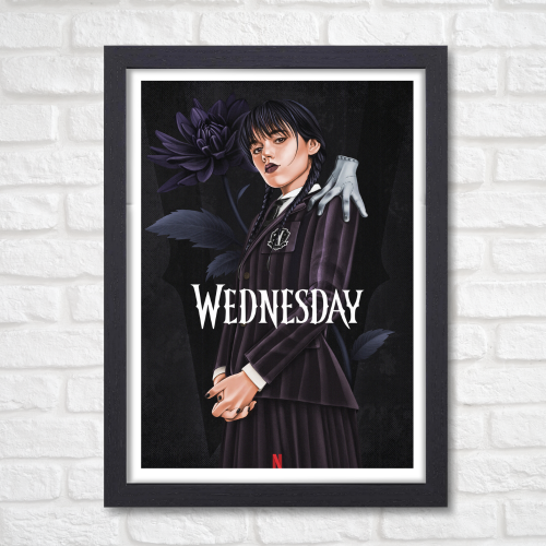 Wednesday Movie Poster Frame Horror Drama Movies Framed Posters Hollywood Film Artwork Painting Photo Frames for Wall Decor Home Decoration Living Room Bedroom Office Study Room Cafe