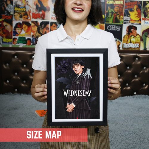Wednesday Movie Poster Frame Horror Drama Movies Framed Posters Hollywood Film Artwork Painting Photo Frames for Wall Decor Home Decoration Living Room Bedroom Office Study Room Cafe