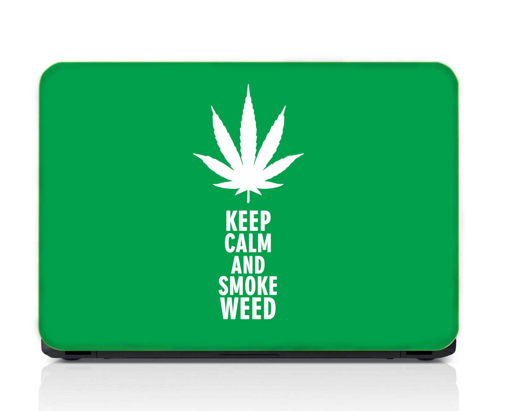 Weed Green & White Color Matte Finish Funny Cute Waterproof Laptopskin