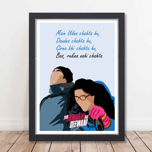 Ye Jawani Hai Deewani Movie Frame Poster Bollywood Movies Motivational Quote Wall Art Decor Ranbeer Kapoor Photo Frames Actress Deepika PadukonPosters Canvas Painting For Restraunt Cafe Students Bedroom Living Room Decoration Home Office wall Poster Gift, ye jawani ye diwani movie poster, yeh jawaani hai deewani movie poster, yeh jawaani hai deewani movie poster hd, yeh jawaani hai deewani movie dialogues poster, yeh jawaani hai deewani poster, yeh jawaani hai deewani poster hd, yeh jawaani hai deewani 