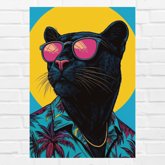 Cat Funny Pop Art Painting Framed Poster, Classic Wall Art Print for Home & Office living Room Bedroom decor Gift Wallpaper Paintings Stickers include glue dot For Adhesive