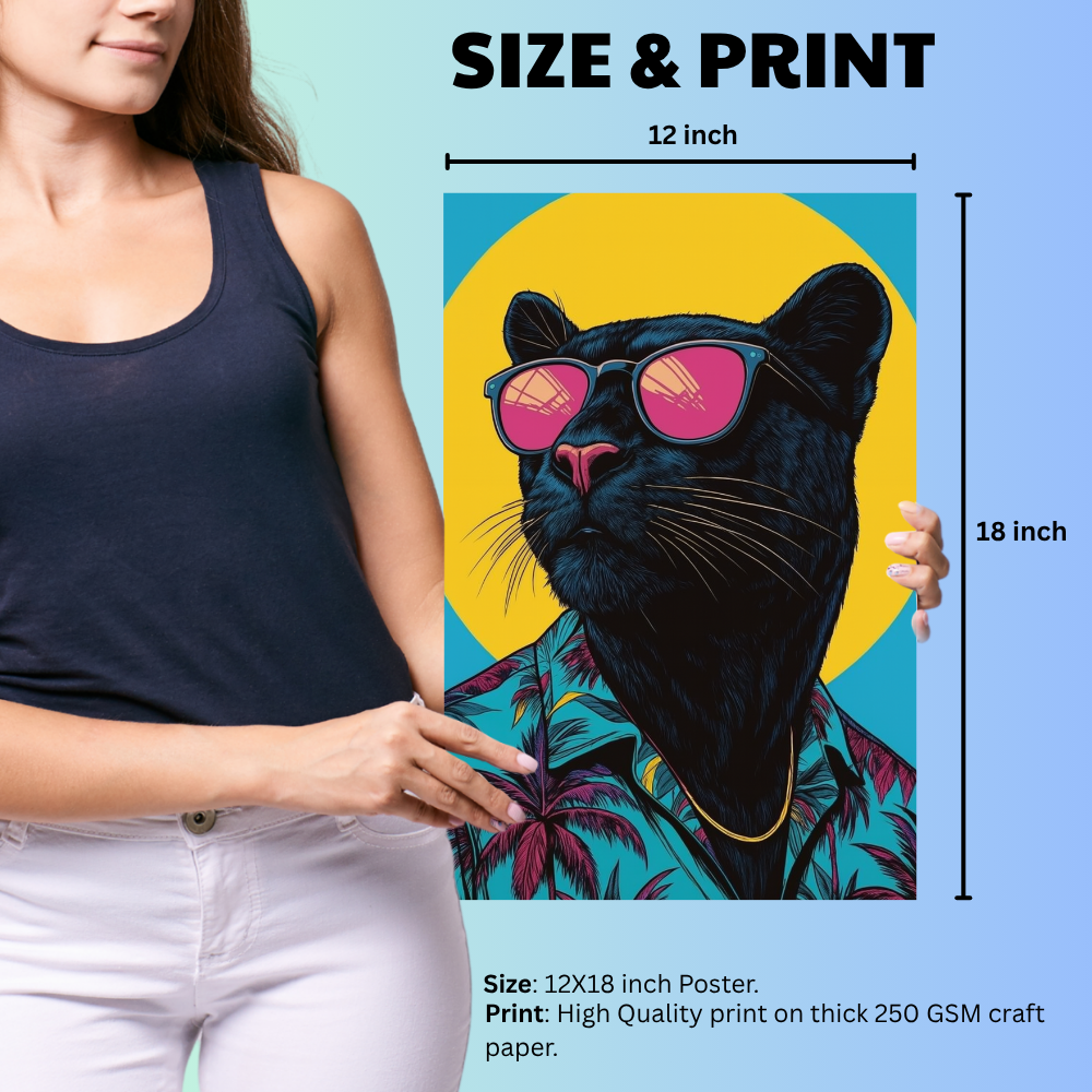 Cat Funny Pop Art Painting Framed Poster, Classic Wall Art Print for Home & Office living Room Bedroom decor Gift Wallpaper Paintings Stickers include glue dot For Adhesive
