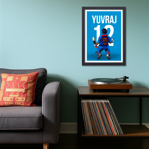 yuvraj singh Poster, yuvraj singh wall poster, yuvraj singh frame, yuvraj singh photo frame, Yuvraj Frame Poster Dhoni thala Virat rohit sachin hardik dravid yuvraj sehwag kapil abd cricket wall décor room office Action living building hostel wall photo bollywood quote web series movie