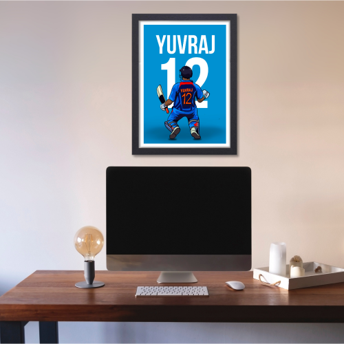 yuvraj singh Poster, yuvraj singh wall poster, yuvraj singh frame, yuvraj singh photo frame, Yuvraj Frame Poster Dhoni thala Virat rohit sachin hardik dravid yuvraj sehwag kapil abd cricket wall décor room office Action living building hostel wall photo bollywood quote web series movie