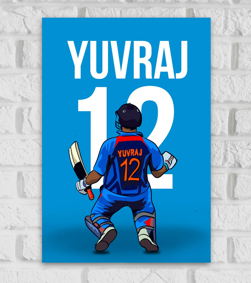 Yuvraj Singh Former Indian Cricketer Sports Player Cricket World Cup T20 IPL Motivational Quote Matte Finish Wall Decor Posters Frame