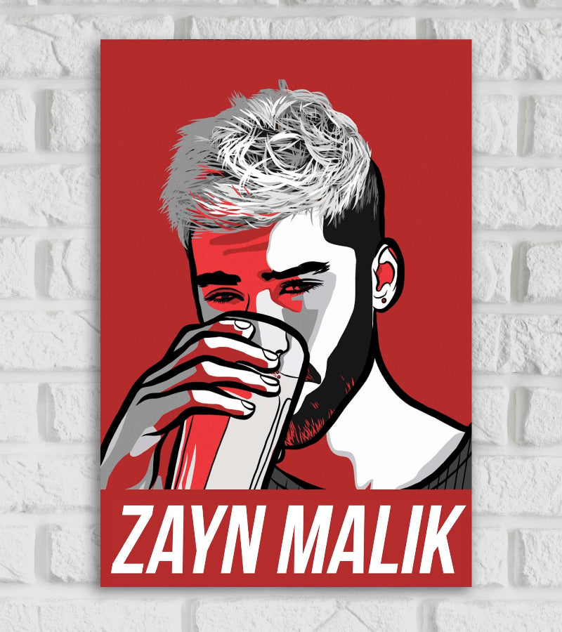 Zayn 4A English Singer-Songwriter Pop Art Music Artist Artwork Popular Singers Singing illustration  Matte Finish Beautiful Wall Decor Framed Poster