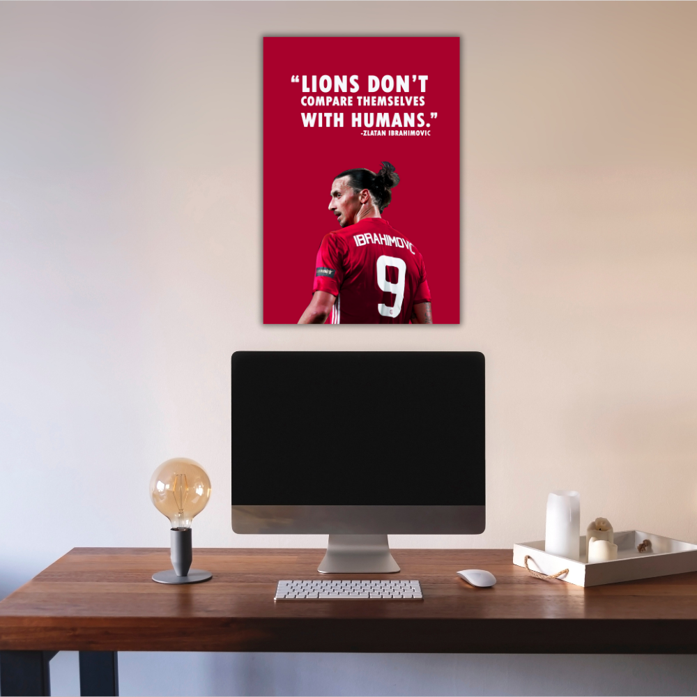 Zlatan Ibrahimovic Poster Frame footballer Motivational Quote Framed Posters Game Sport Players Artwork Canvas Painting with Photo Frames for wall decor for Livingroom restraunt cafe Boys room bedroom turf Home & Office Decoration