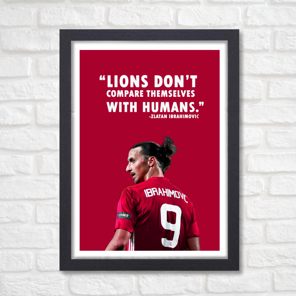 Zlatan Ibrahimovic Poster Frame footballer Motivational Quote Framed Posters Game Sport Players Artwork Canvas Painting with Photo Frames for wall decor for Livingroom restraunt cafe Boys room bedroom turf Home & Office Decoration