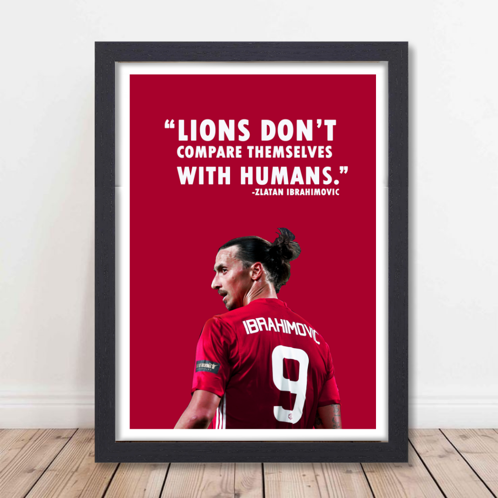 Zlatan Ibrahimovic Poster Frame footballer Motivational Quote Framed Posters Game Sport Players Artwork Canvas Painting with Photo Frames for wall decor for Livingroom restraunt cafe Boys room bedroom turf Home & Office Decoration