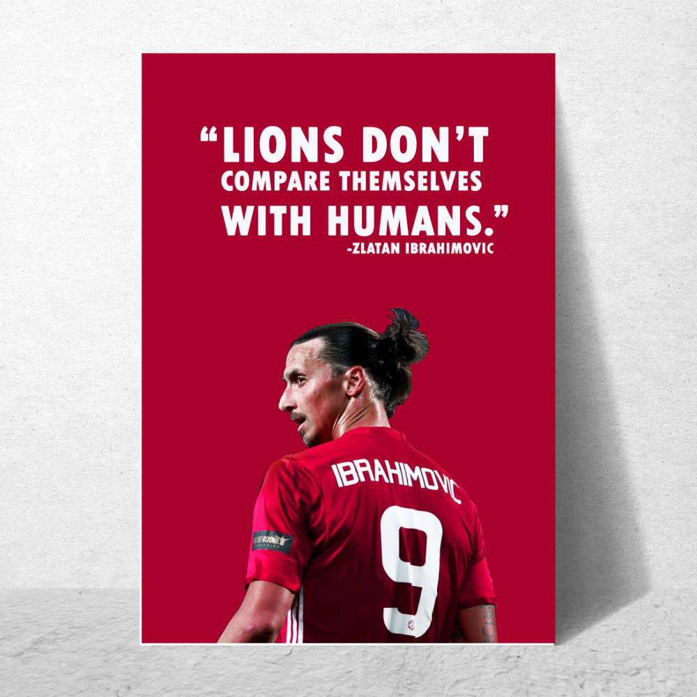 Zlatan Ibrahimovic Poster Frame footballer Motivational Quote Framed Posters Game Sport Players Artwork Canvas Painting with Photo Frames for wall decor for Livingroom restraunt cafe Boys room bedroom turf Home & Office Decoration