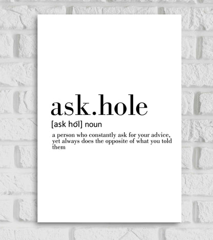 Ask. Hole Funny Dictionary Art work