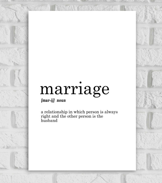 Marriage Funny Dictionary Art work