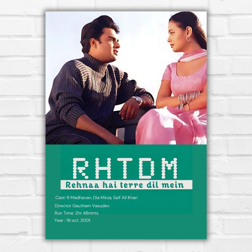Rehna Hai Tere Dil Mein Movie Poster Frame Bollywood Movies Framed Posters Dialogues Artwork Canvas Paintings Photo Frames For Wall Decor Bedroom Living Room Decoration Home Office Restraunt Cafe, rehna hai tere dil mein poster, rehna hai tere dil mein poster hd, rehna hai tere dil mein movie poster, rehna hai tere dil mein pictures, rehna hai tere dil mein POSTER FRAMEs, rehna hai tere dil mein poster frame download, rhtdm movie poster, rhtdm poster, rhtdm poster hd