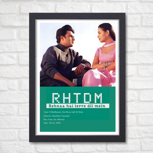 Rehna Hai Tere Dil Mein Movie Poster Frame Bollywood Movies Framed Posters Dialogues Artwork Canvas Paintings Photo Frames For Wall Decor Bedroom Living Room Decoration Home Office Restraunt Cafe, rehna hai tere dil mein poster, rehna hai tere dil mein poster hd, rehna hai tere dil mein movie poster, rehna hai tere dil mein pictures, rehna hai tere dil mein POSTER FRAMEs, rehna hai tere dil mein poster frame download, rhtdm movie poster, rhtdm poster, rhtdm poster hd