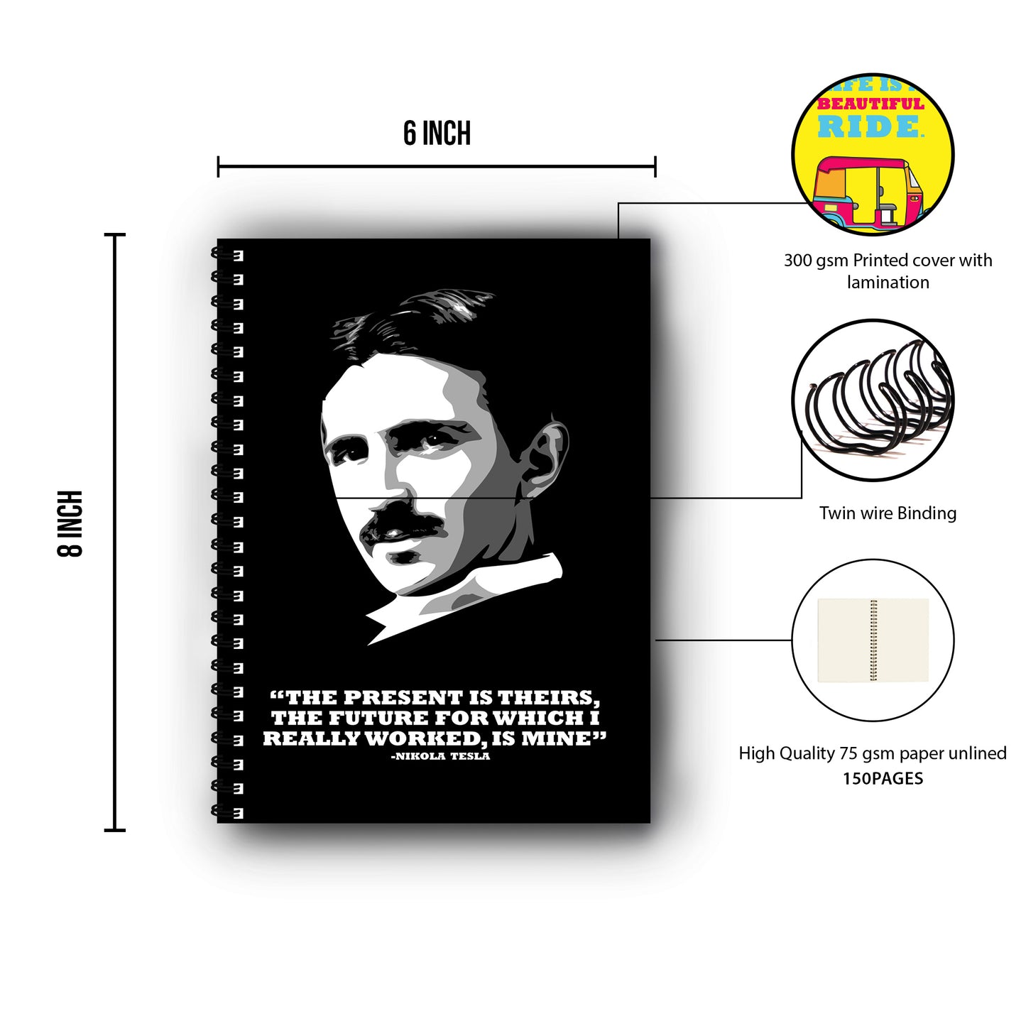 Nikola Tesla Printed Notebook