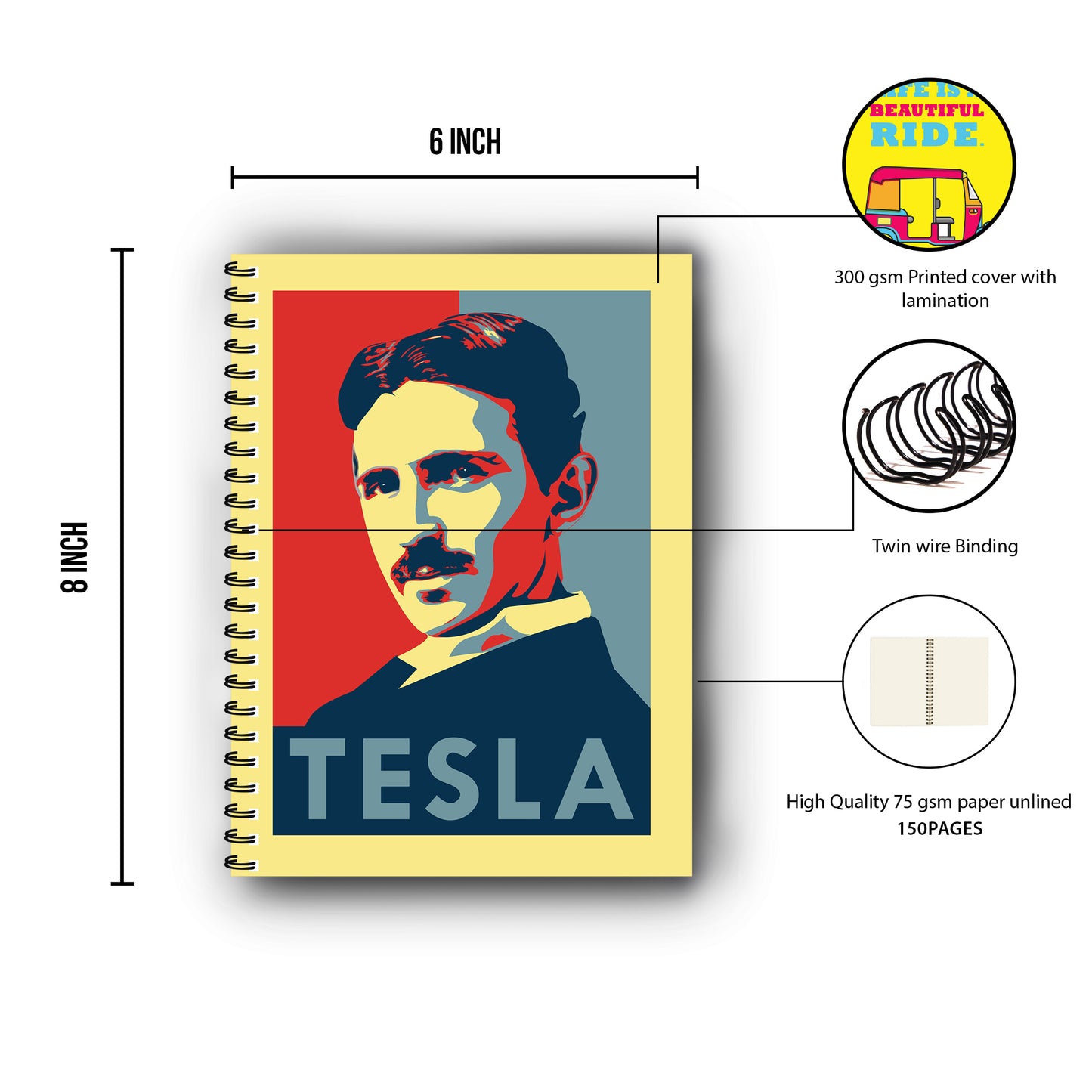 Nikola Tesla Printed Notebook