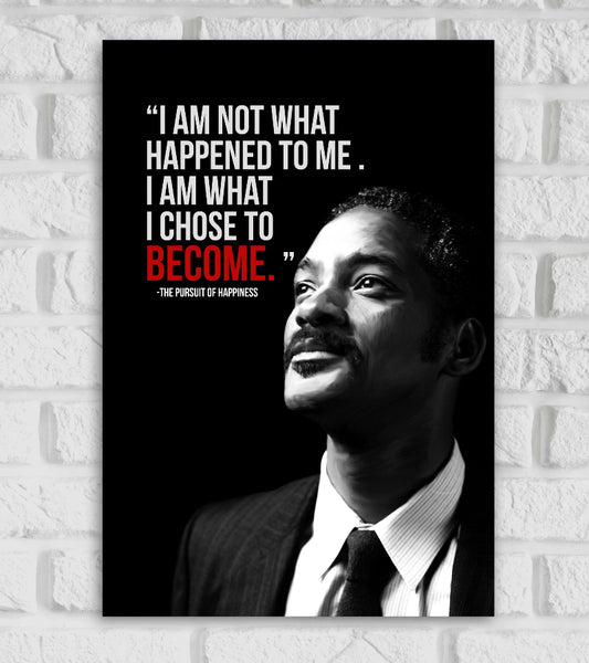 The Pursuit of Happyness Willsmith Motivational Inspiring Quote A Man's Struggles Jaden Smith Black & White Color Matte Finish Poster Frame