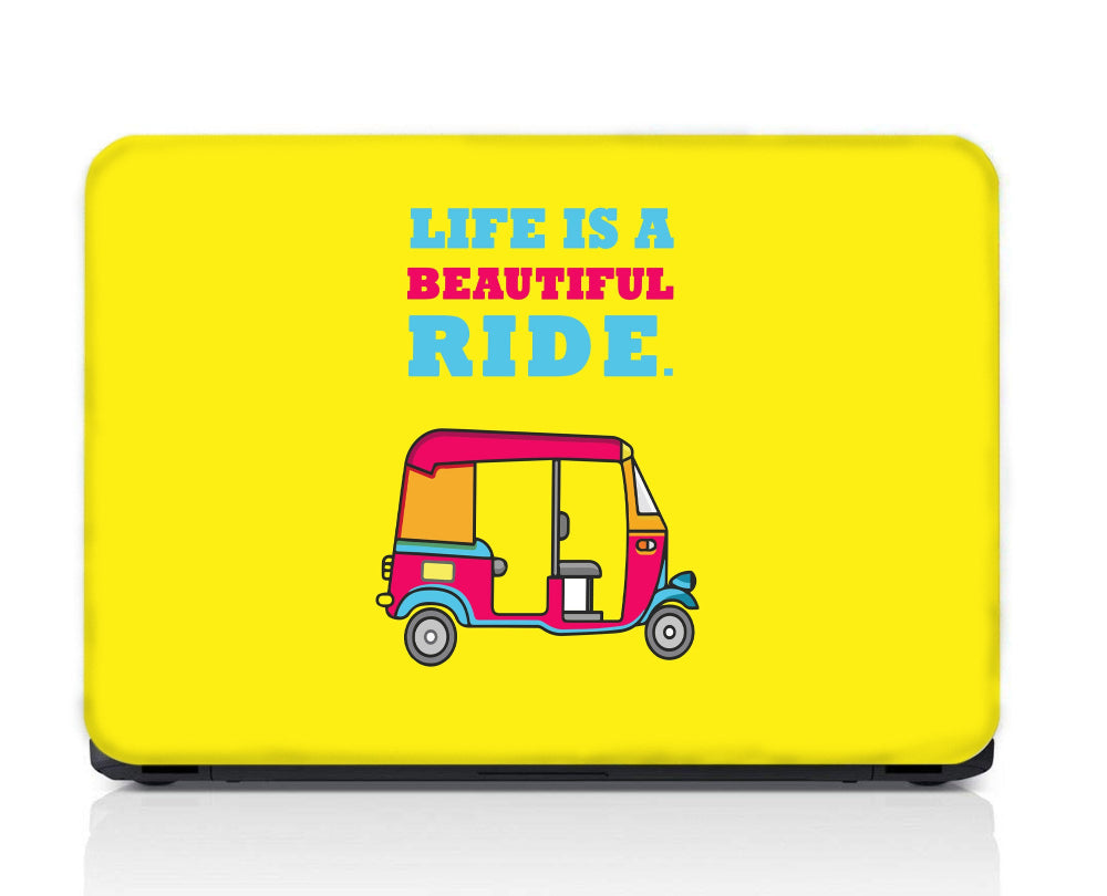 Auto Ride Cute Yellow Color Matte Finish Positive Vibe Waterproof Laptopskin